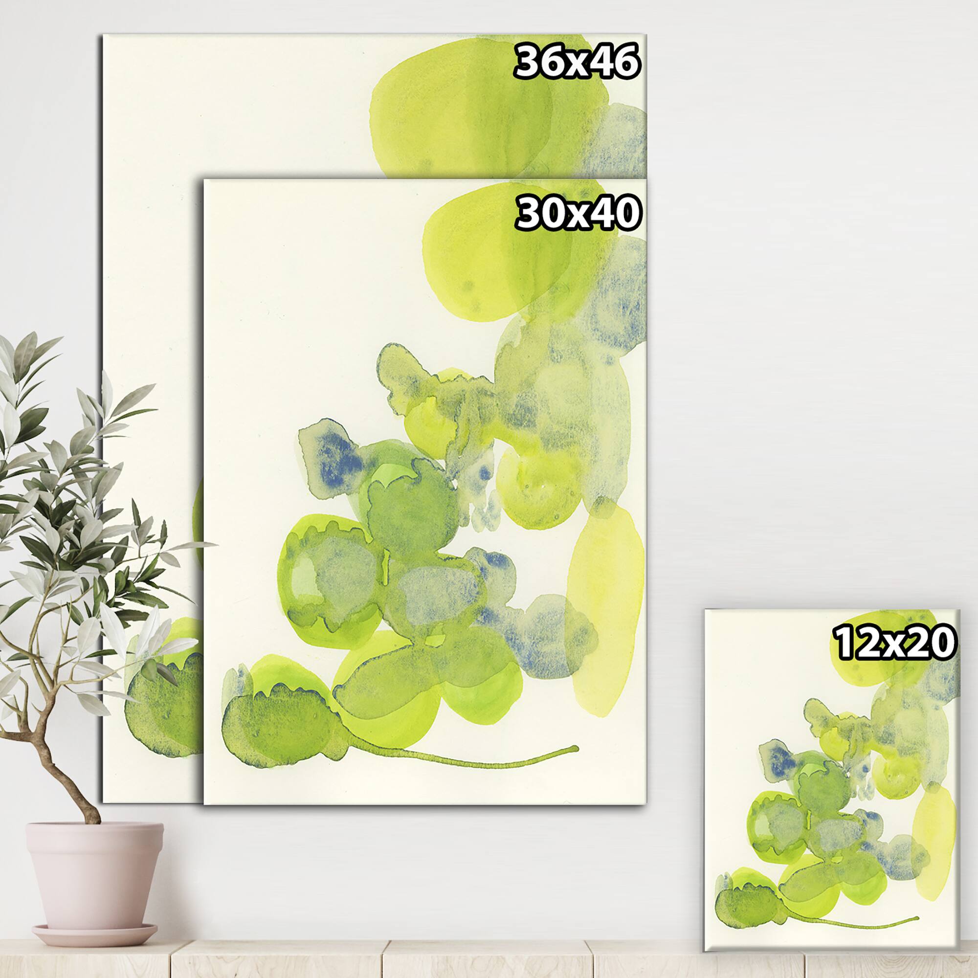 Designart - Handpainted Green Leaves Impression
